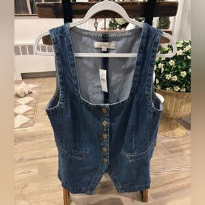 Women's LOFT Blue Denim Buttoned Vest - Size 10